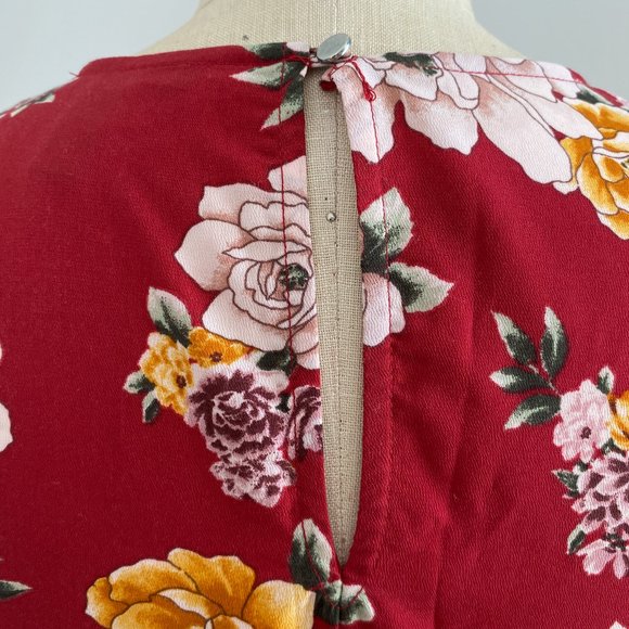 Red Floral Summer Dress - Picture 3 of 8